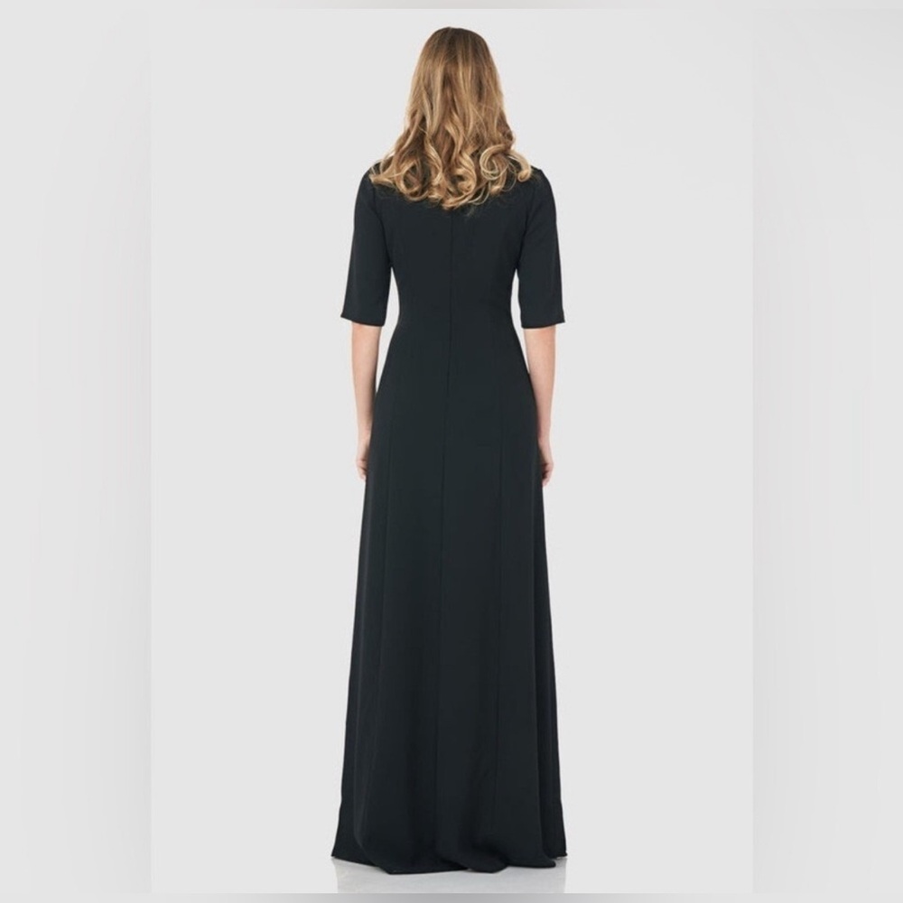 Kay Unger NWT Davina Walk-Thru Jumpsuit | Black Crepe Evening One-Piece (4) - Picture 4 of 12